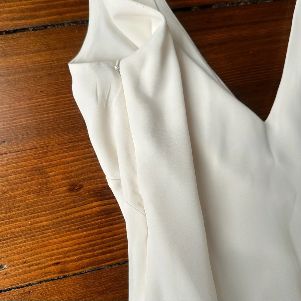 Abercrombie Plunge Godet Skirt Maxi Dress in Ivory Cream